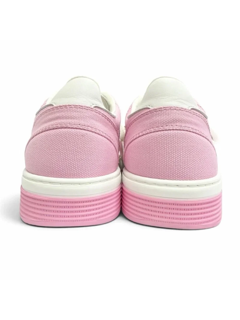 Chanel Canvas Leather CC Logo Bicolor Sneakers Pink White